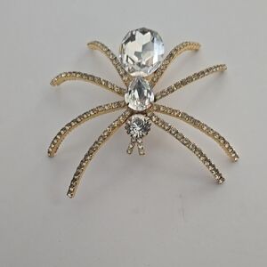 Elegant Gold and Silver Spider Brooch